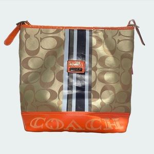 COACH Orange Tan Purse Buckle Strap Shoulder Bag